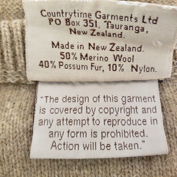 Countrytime New Zealand Womens Possum Fur Cardigan Size M Beige Button Front - Picture 4 of 11